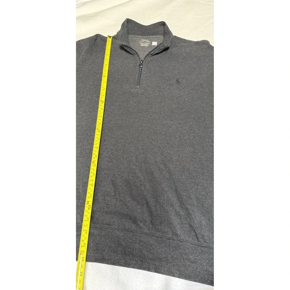 Polo Ralph Lauren Men's XL Gray Herringbone Quarter Zip Pullover Pony Logo